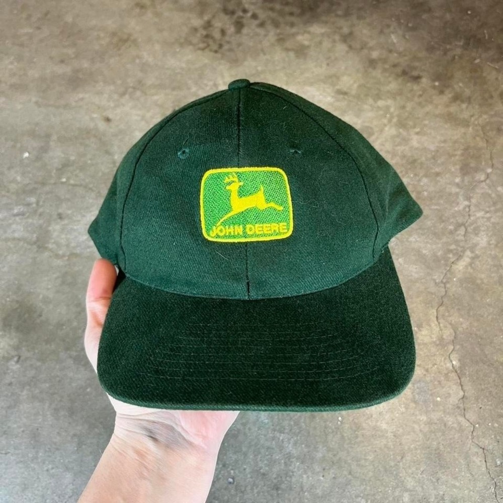 John Deere Green Snapback‎ Baseball Cap Hat Yellow Embroidered Logo Mens OSFA